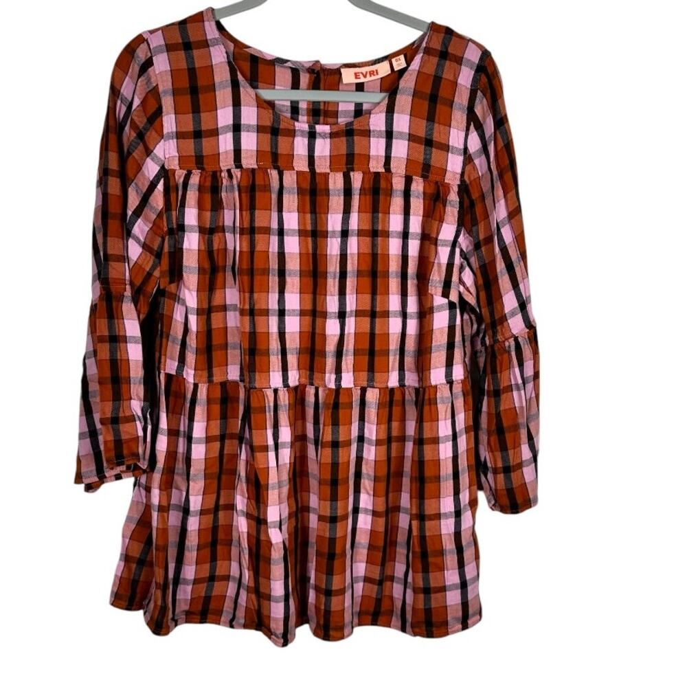 EVRI Orange Pink Black Design Lightweight Loose Fit Top Size 0X